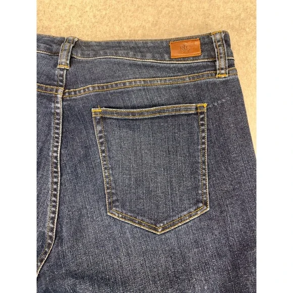 Lauren Ralph Lauren Womens Jeans Size 10 Dark Wash Embroidered Rare Print Crop - Picture 6 of 10